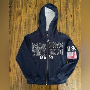 Marthas Vineyard Navy Kids Zip-Up Hoodie
